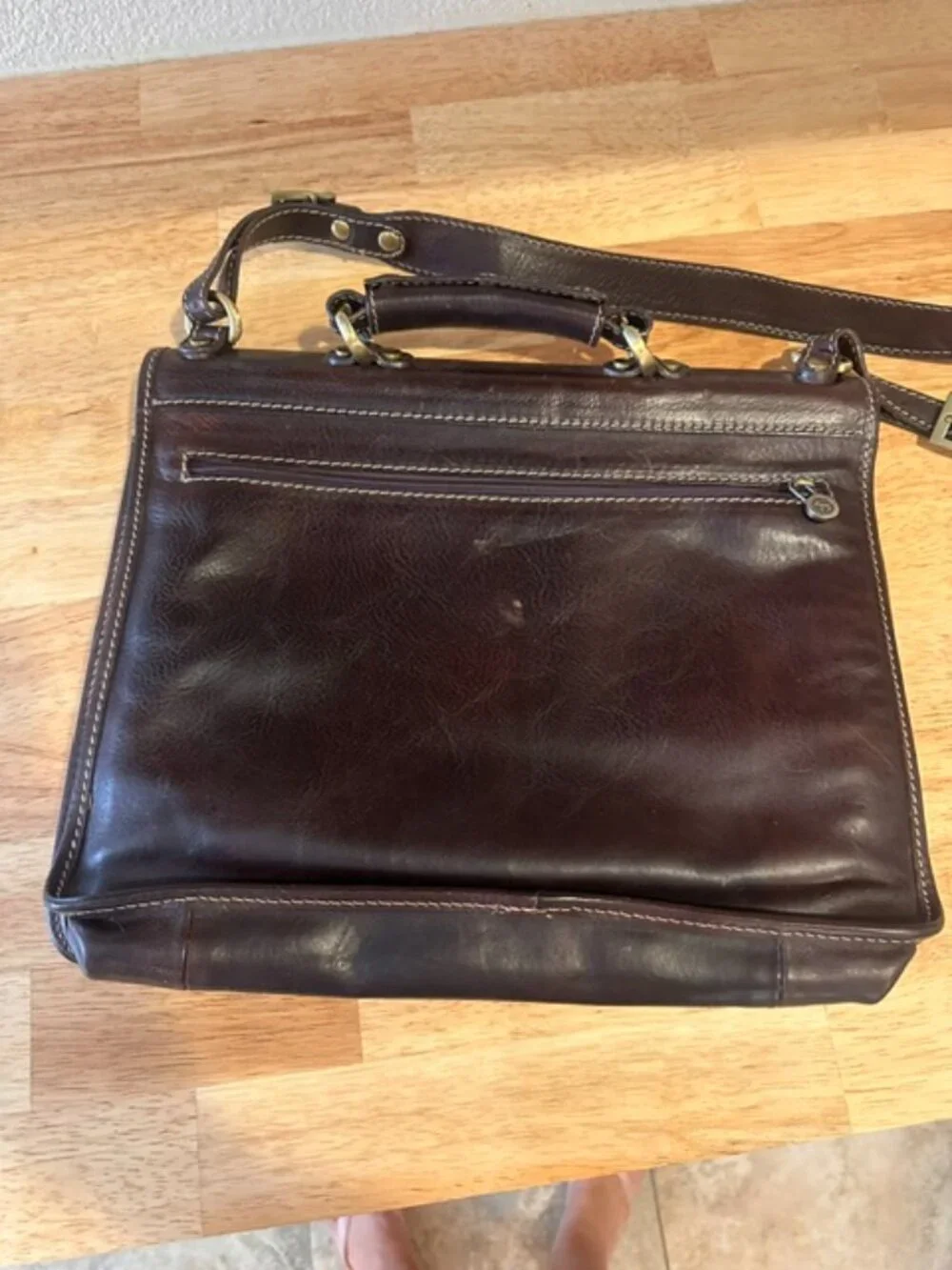 Vera Pelle | Made in Italy Vintage Leather Crossbody Sachel Messenger Bag Brown